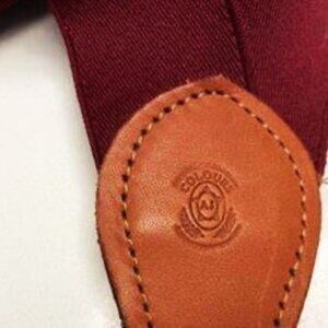 NWT VTG COLOURS ALEXANDER JULIAN SUSPENDERS BURGUNDY WITH TAN LEATHER ENDS